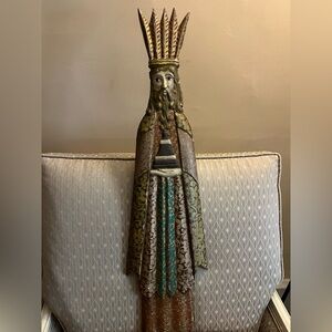 Vintage painted wood religious carving wise man